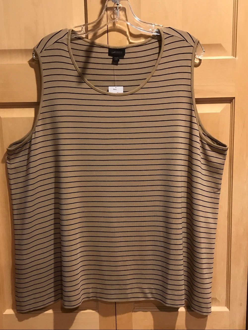 New J. Jill Tan and Black Striped Sleeveless Tank